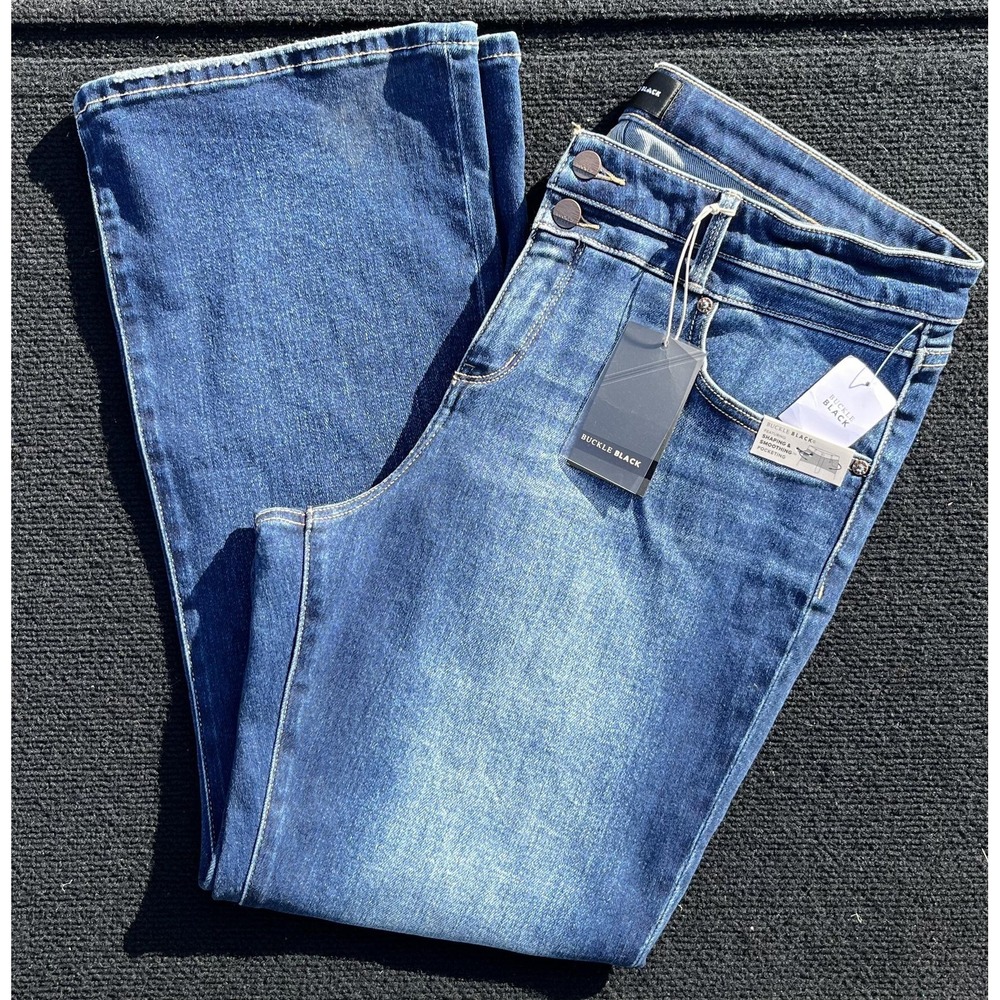 Buckle Black Bootcut Jeans Womens 34x30 Blue Mid Rise Stretch Shaping Fit 53